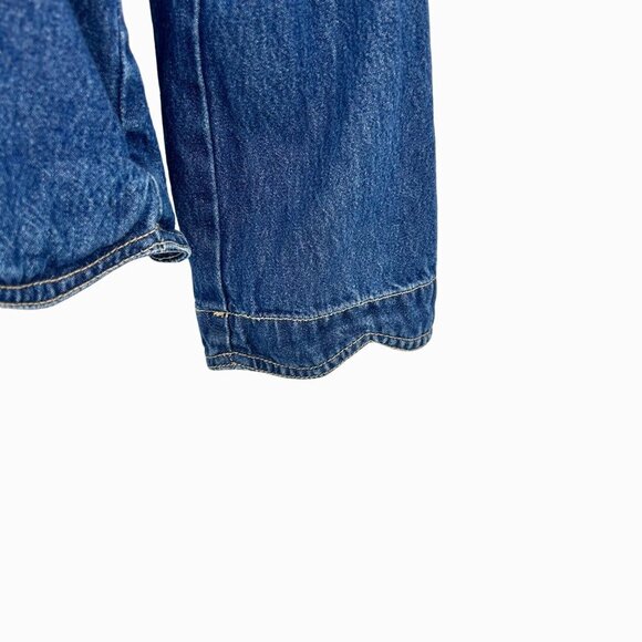 VTG KEREN HART SCALLOPED EDGE EMBROIDERED FLORAL BLUE DENIM JEAN JACKET - L - Picture 5 of 6